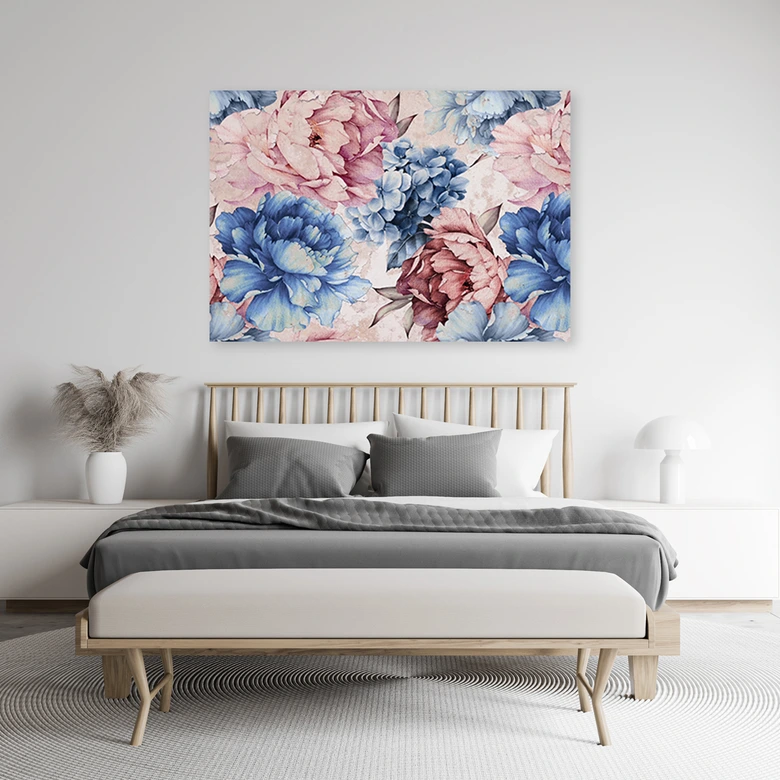 Leinwandbild, Pastell Peonien Blumen Natur 
