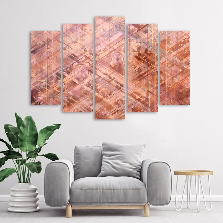 Leinwandbild 5 teilig, Abstrakte geometrische Formen 