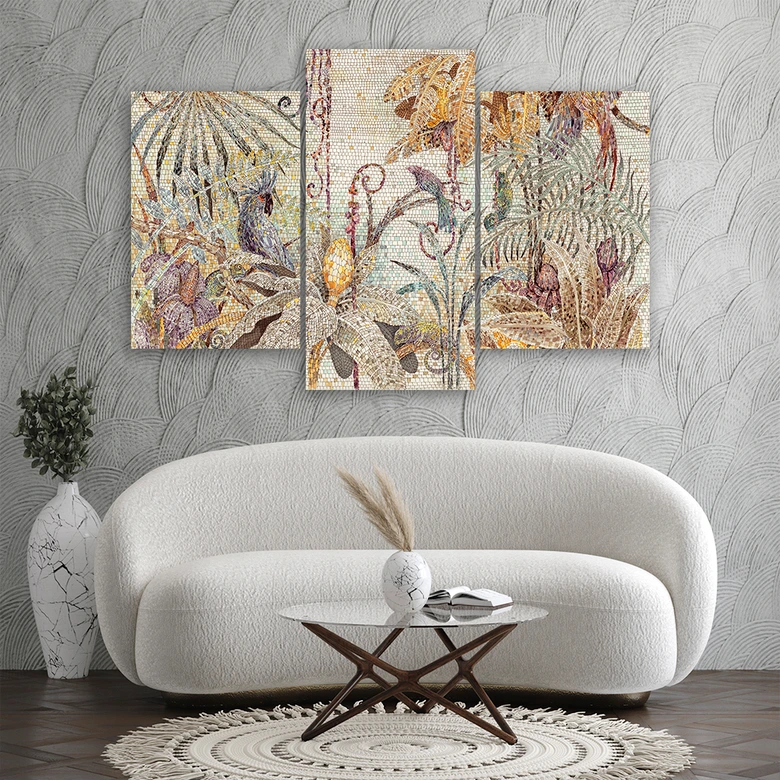 Leinwandbild 3 teilig, Mosaik -Dschungel 