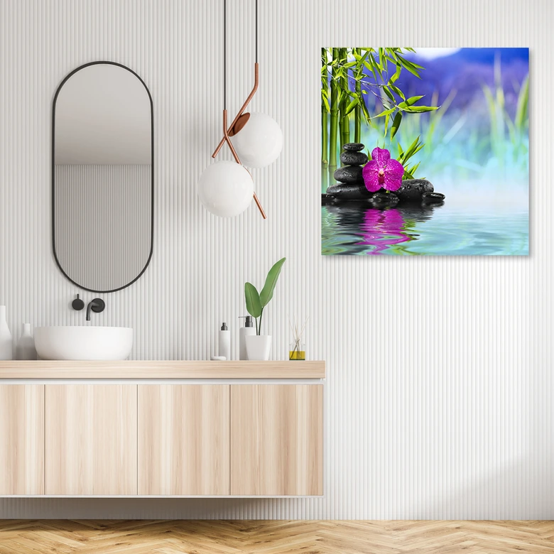 Leinwandbild, Steine ​​auf dem Wasser Zen 