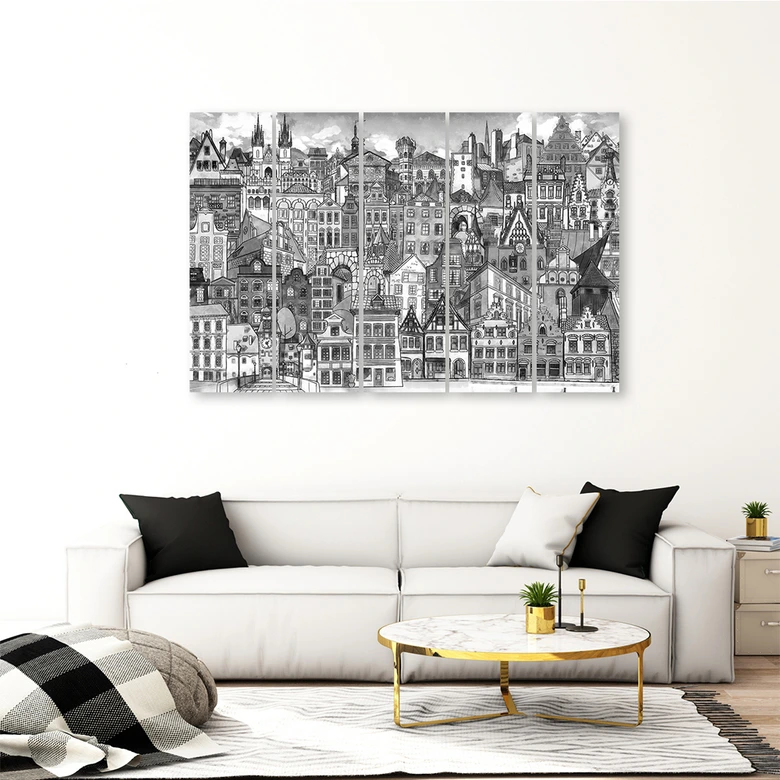 Leinwandbild 5 teilig, Fröhliche Stadt 
