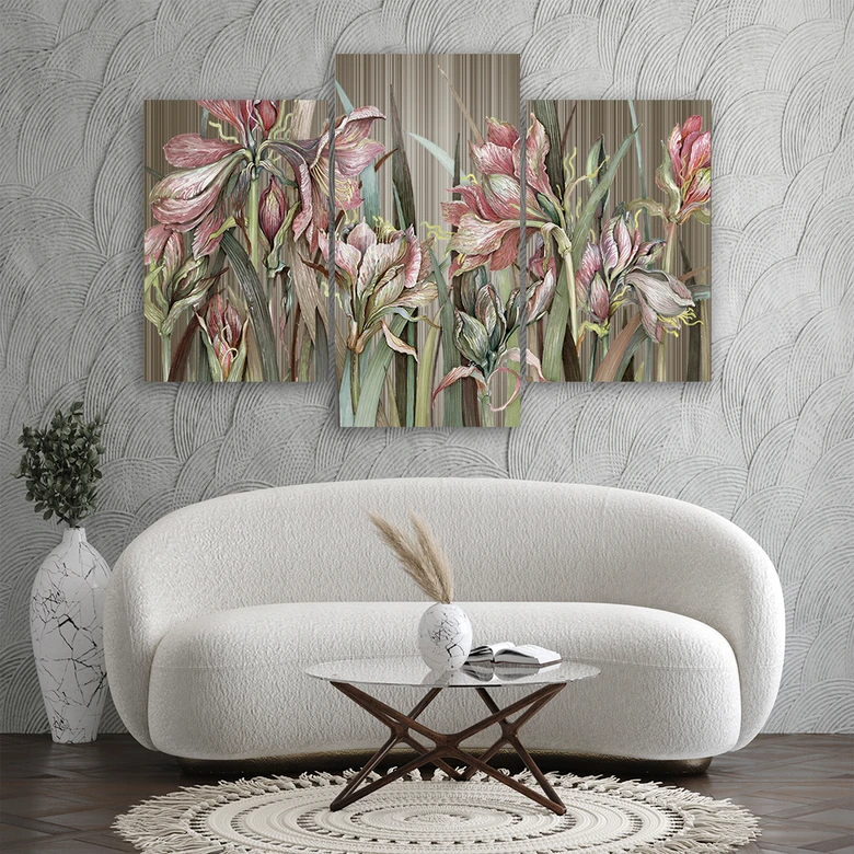 Leinwandbild 3 teilig, Iris Blumen 