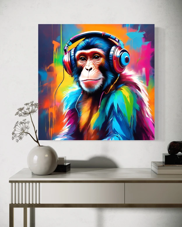 Leinwandbild Monkey DJ Farbe 