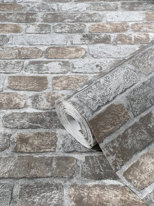 Steinoptiktapete, Vliestapete greige 