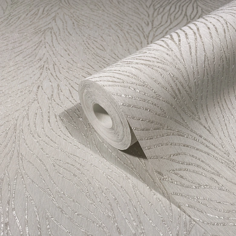 Vliestapete mit glänzenden Linien in Fell-Muster weiß, pearl Grafisch 
