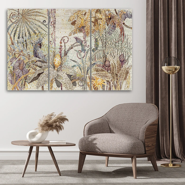 Leinwandbild 3 teilig, Mosaik -Dschungel 