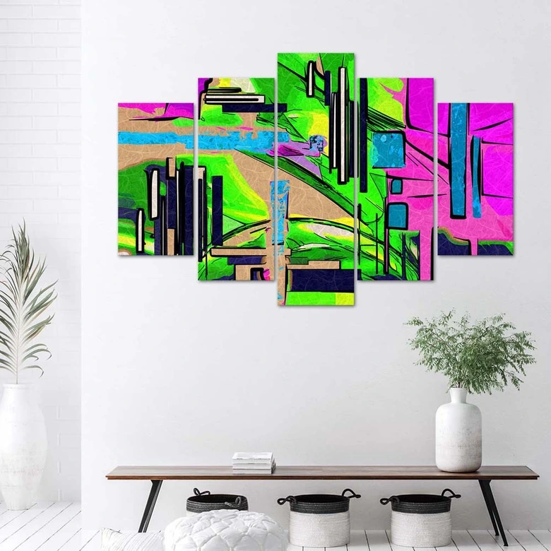 Leinwandbild 5 teilig, Abstrakte Landschaft 