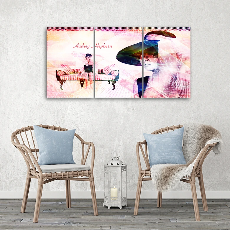 Leinwandbild 3-teilig, Audrey Hepburn 