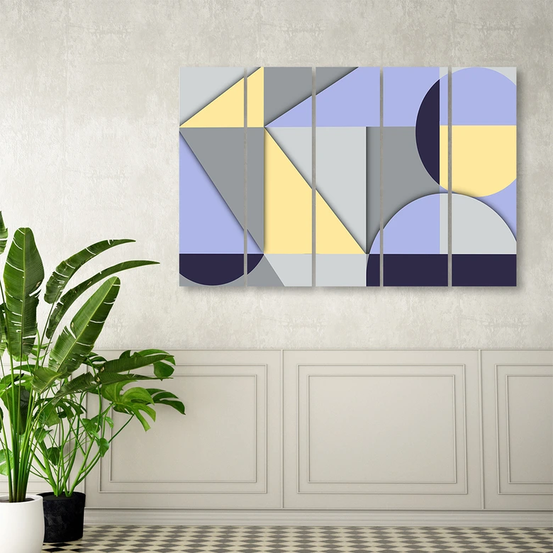 Leinwandbild 5 teilig, Geometrische Abstraktionsformen 