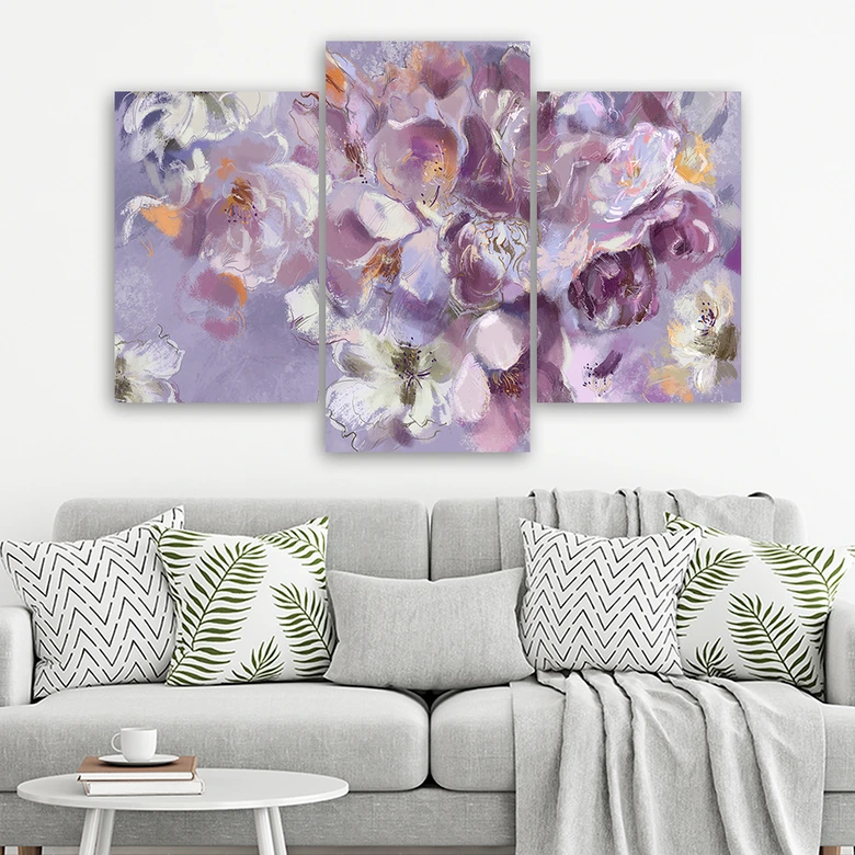 Impression sur toile en 3 parties, fleur d'iris 