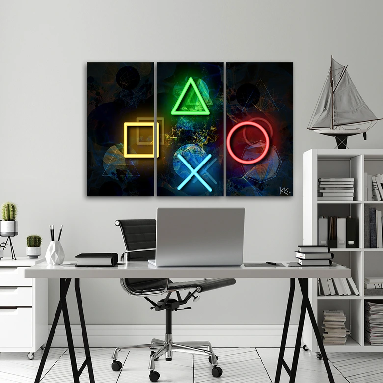Leinwandbild 3 teilig, Tasten für den Controller 