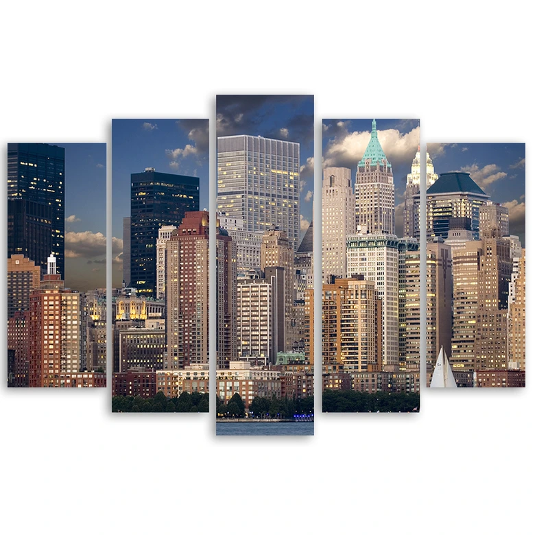 Leinwandbild 5 teilig, New York Manhattan Stadt 