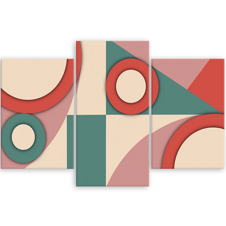 Leinwandbild 3 teilig, Geometrische Abstraktionsformen 