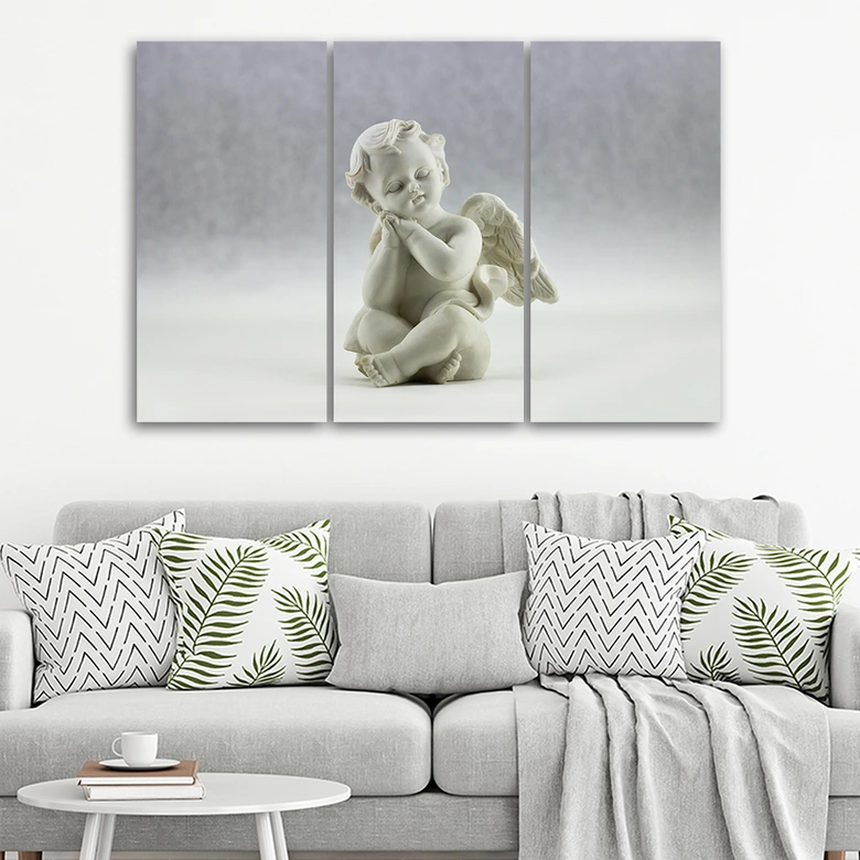 Leinwandbild 3-teilig, Engel Beige 