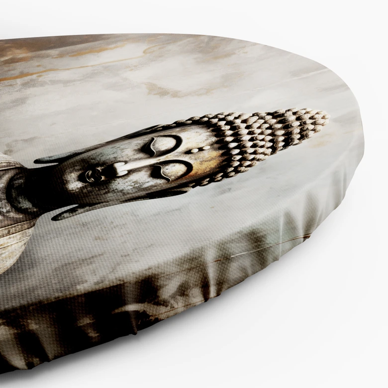 Rond canvas beeld mediterende Boeddha abstract 