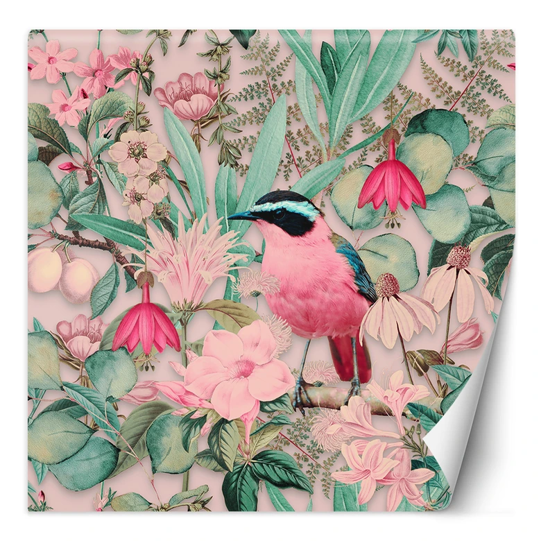 Fototapete, Shabby Chic Rosa Vogel Tropen - Andrea Haase 