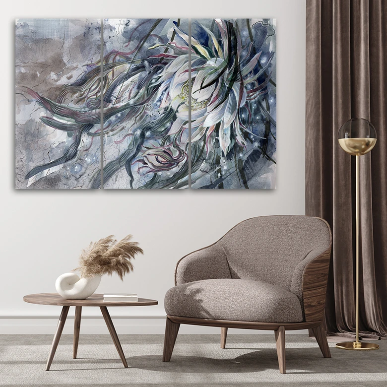 Leinwandbild 3 teilig, Blume der Königin der Nacht 