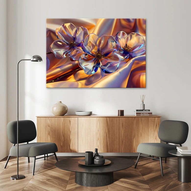 Canvasbillede, Glasblomster i silke 