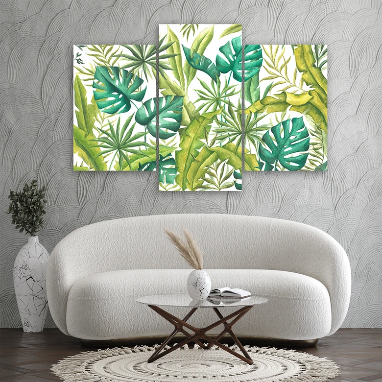 Leinwandbild 3 teilig, Monster's Blätter 