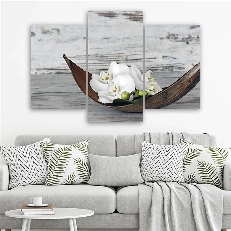 3 stykke lærred print, orkidé blomster træ 
