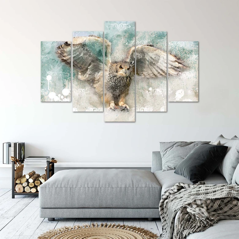 Leinwandbild 5 teilig, Eule Vögel Natur Tiere 