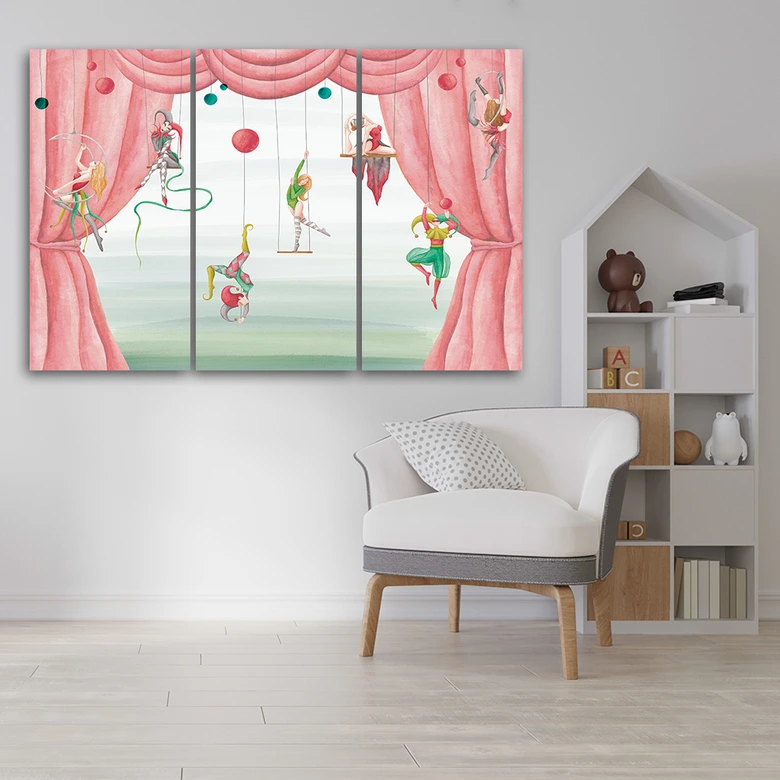 Leinwandbild 3 teilig, Zirkusakrobat 