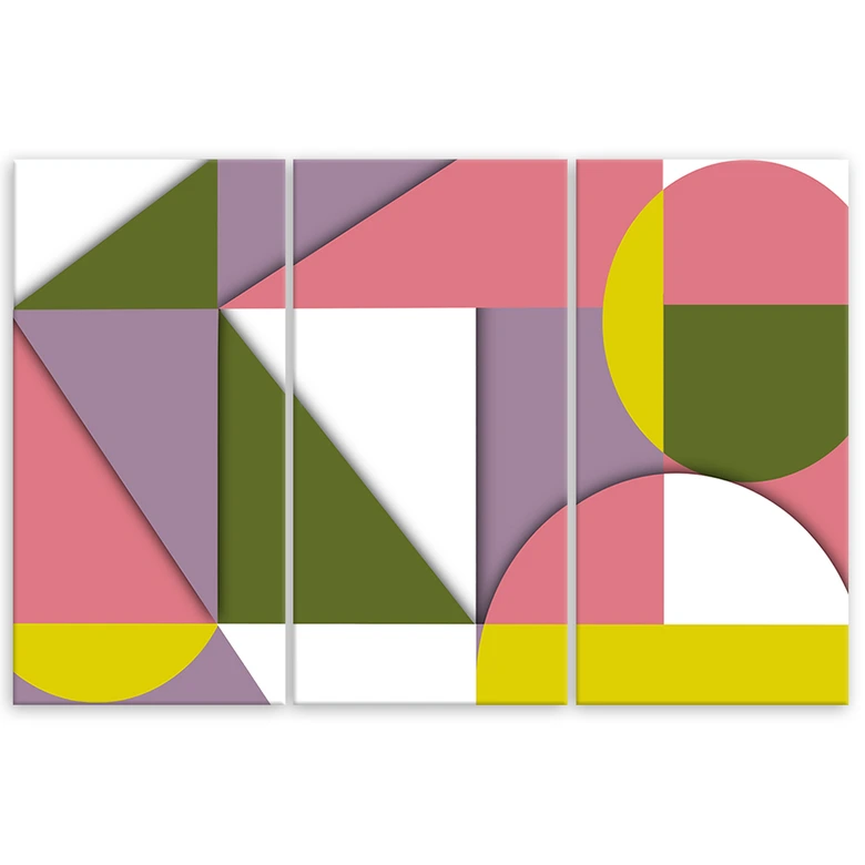 Leinwandbild 3 teilig, Geometrische Abstraktionsformen 