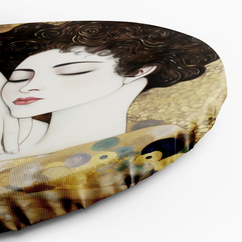 Rundt lærredsbillede - Kvindeansigt - G. Klimt 