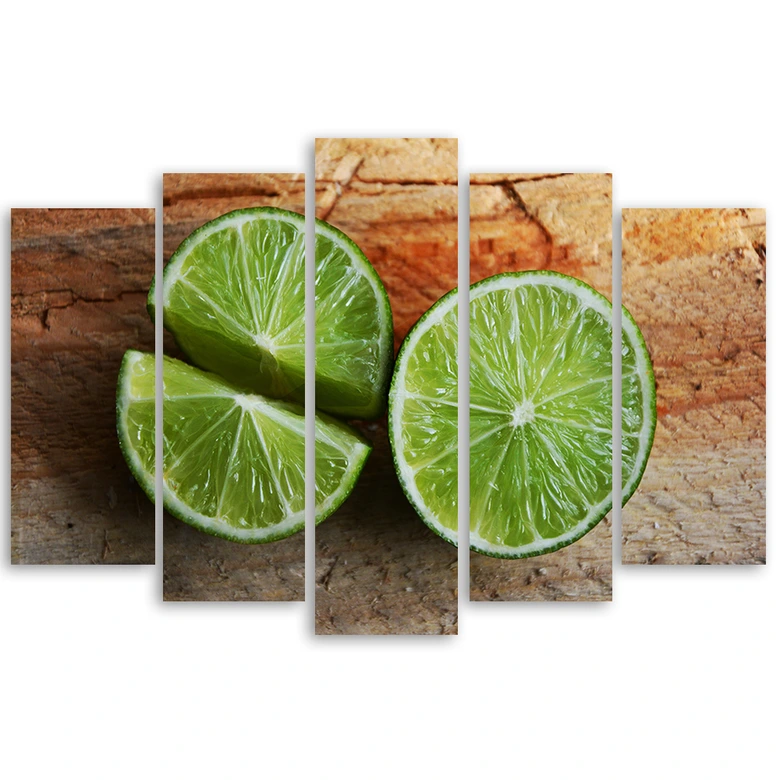 Leinwandbild 5 teilig, Limette Frucht 