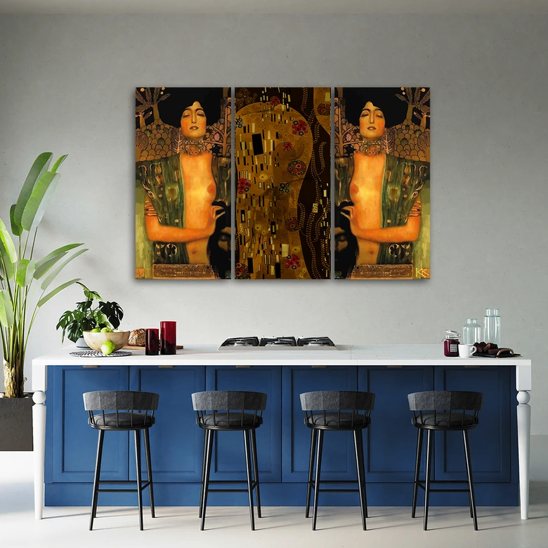 Leinwandbild 3 teilig, Judyta mit dem Kopf von Holofernes 