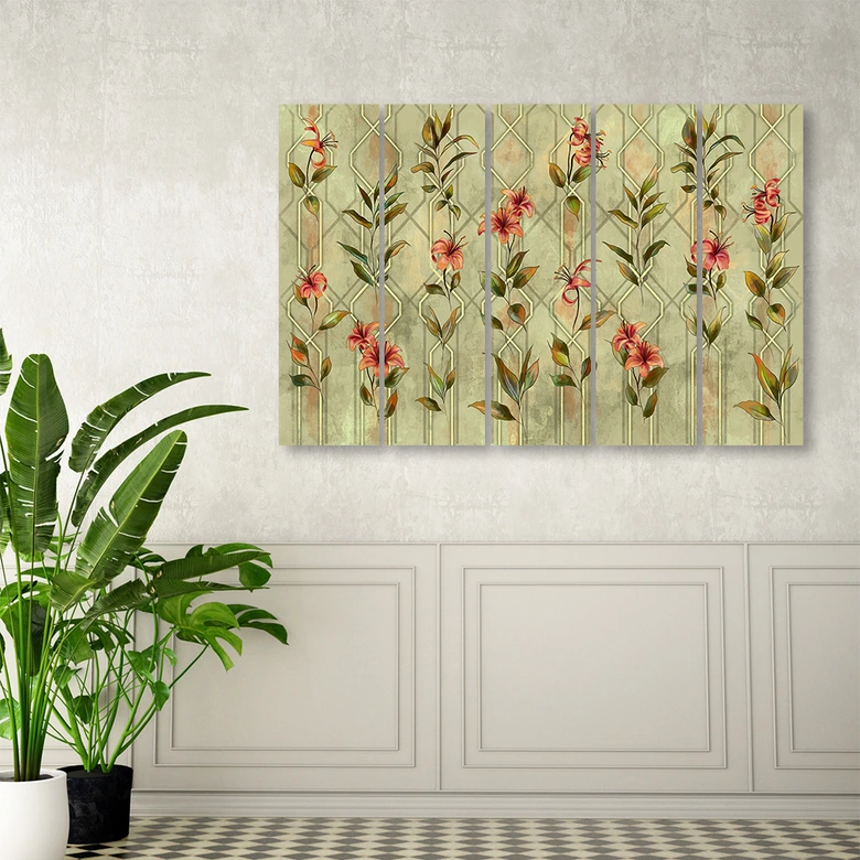 Leinwandbild 5 teilig, Lilia gelbe Blume 