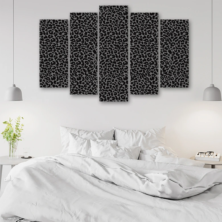 5-delige canvasprint, luipaardpatroon met luipaardbont 