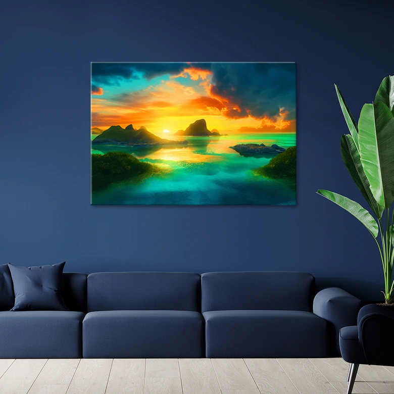 Leinwandbild, Panorama einer tropischen Insel 