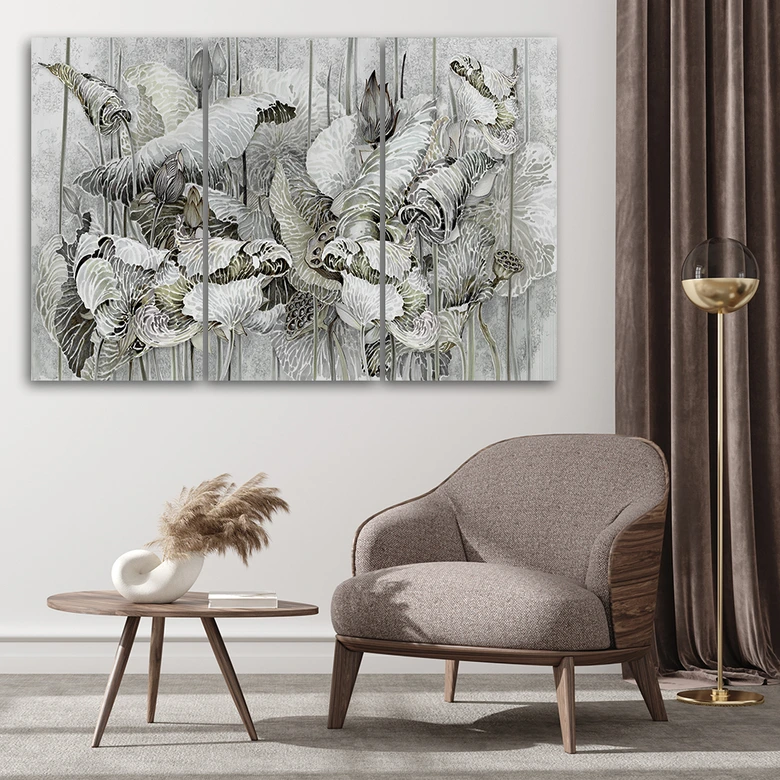 Leinwandbild 3 teilig, Saint Lotos Blumen 