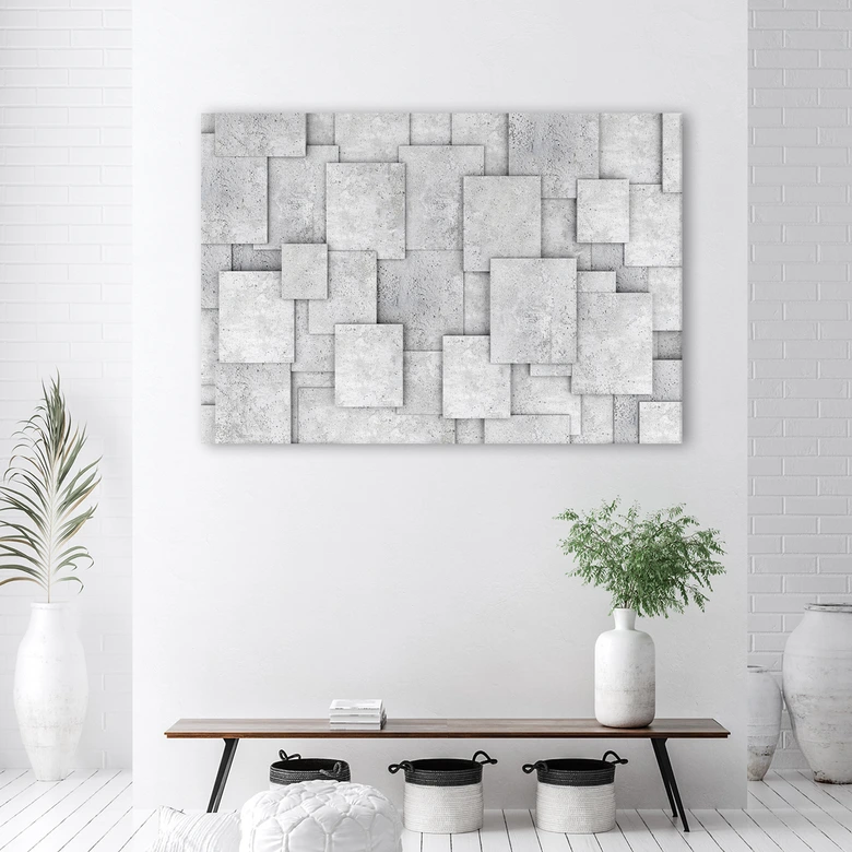 Leinwandbild, Geometrische Beton 3D Abstrakt 