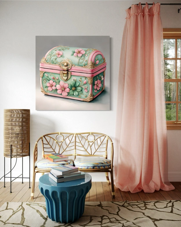 Leinwandbild Retro Vintage Truhe 