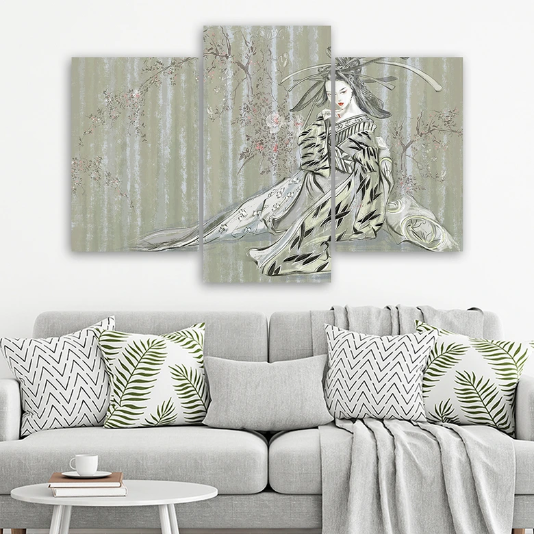 3-delige canvas print, traditionele Japanse Geisha 