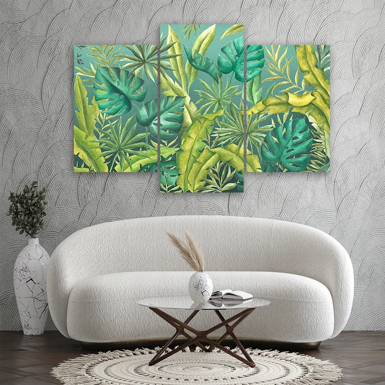 Leinwandbild 3 teilig, Monster's Blätter 