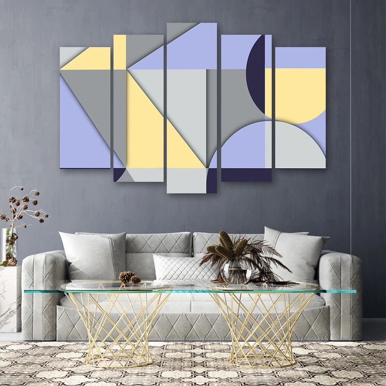 Leinwandbild 5 teilig, Geometrische Abstraktionsformen 
