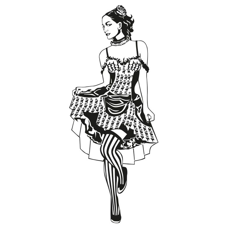 Wandtattoo Cancan-Tänzerin 