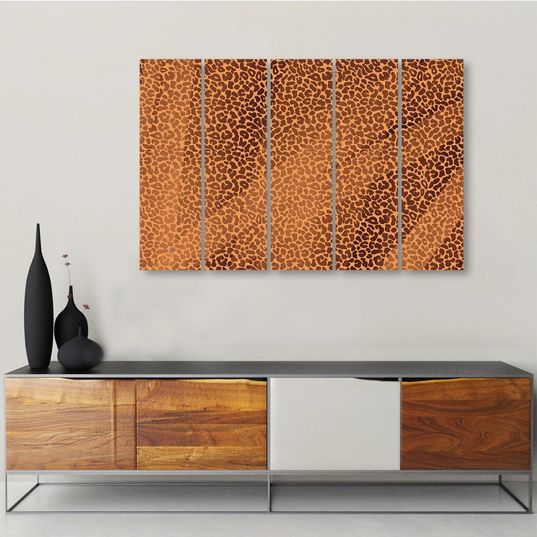 Leinwandbild 5 teilig, Leopard Leopard Pelfpatches Muster 