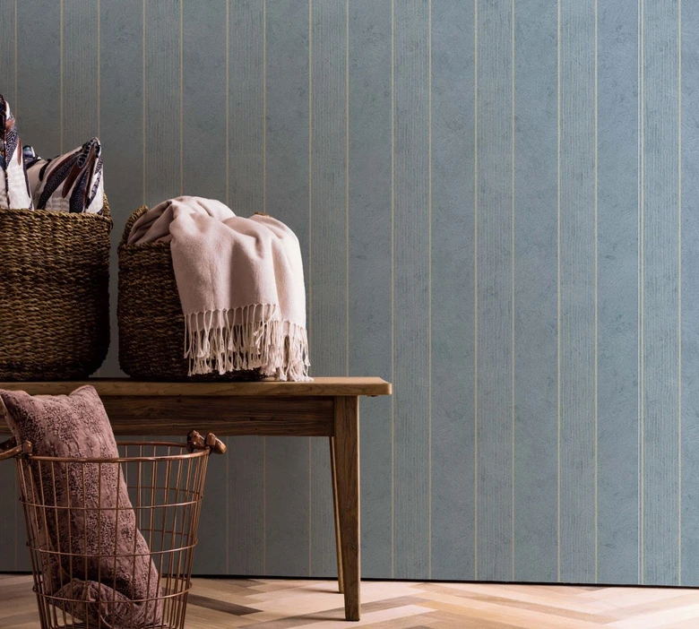 Vliestapete Streifen Modern in Blau , Lounge 