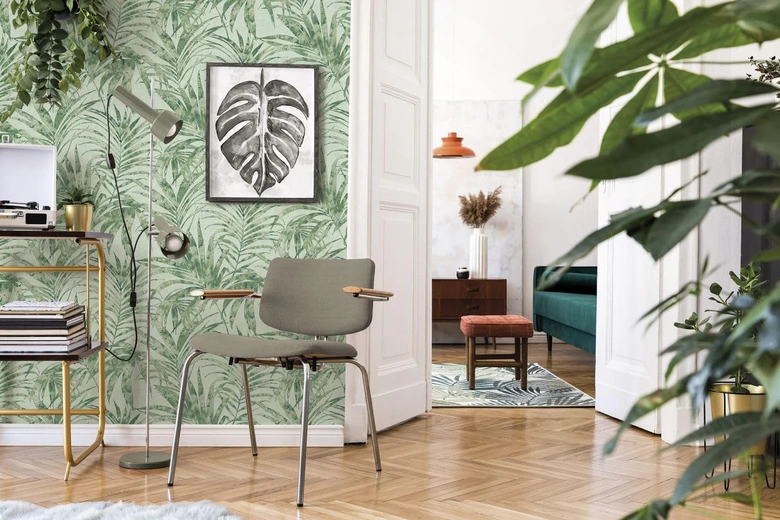 Papier peint à fleurs, papier peint intissé Novamur Yvi vert 