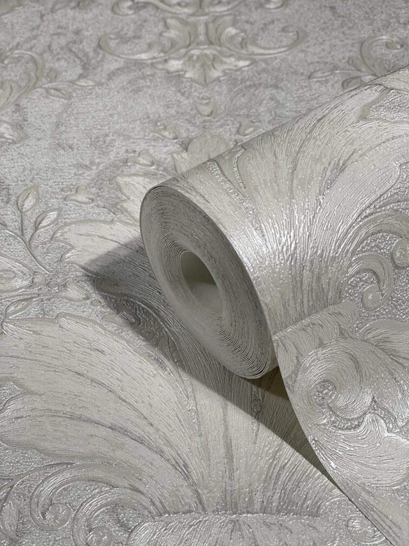 Vliestapete Ornament Struktur Modern, Opulent, Barock in Grau  