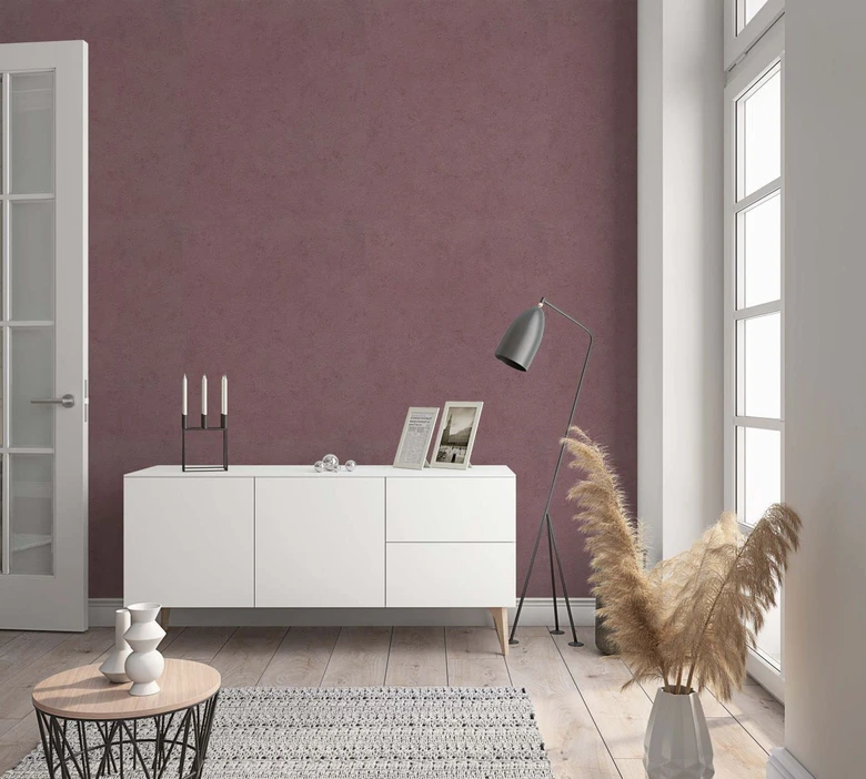 Vliestapete Floral Klassisch, Natur, Romantisch in Rosé-Violett  