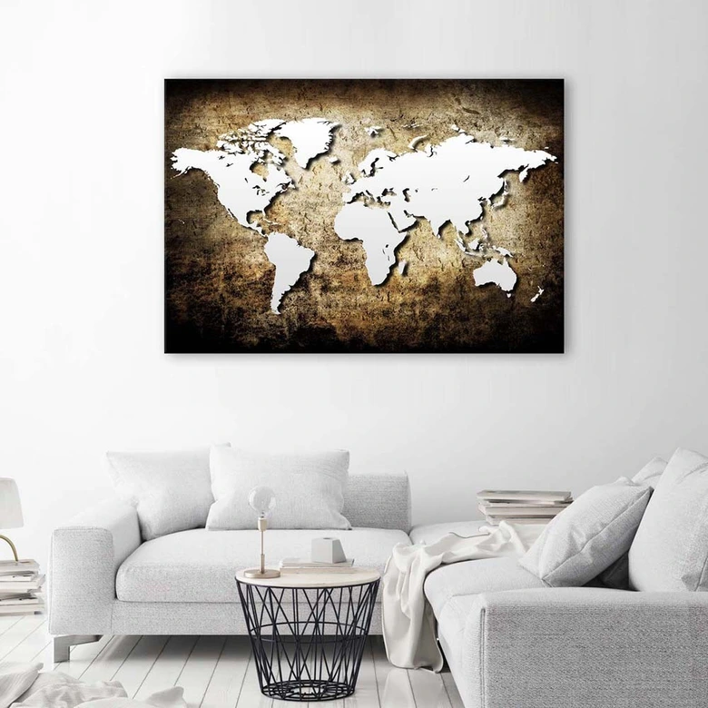 Leinwandbild, Alte Vintage-Weltkarte 