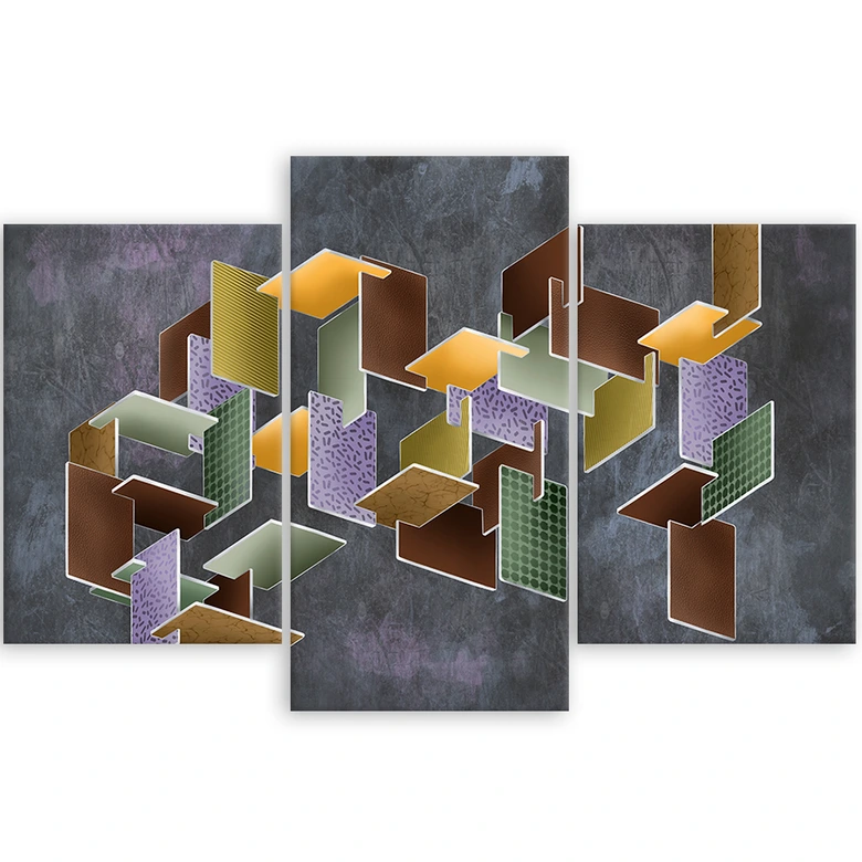 Leinwandbild 3 teilig, 3D -Rätsel 