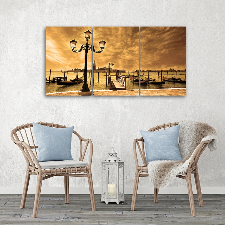 Leinwandbild 3-teilig, Venedig Gondel Italien 