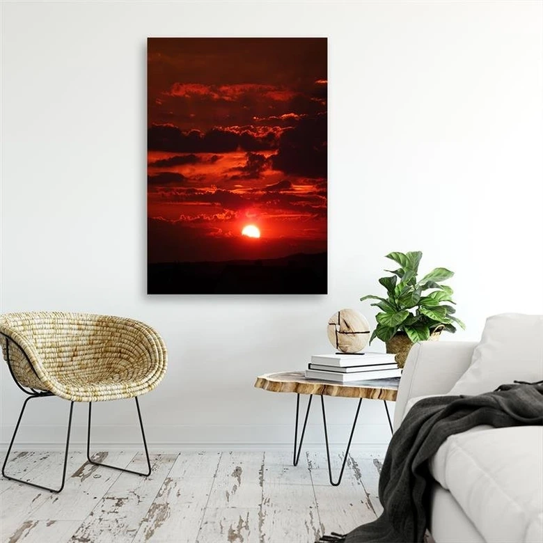 Canvasbillede, Rød solnedgang 
