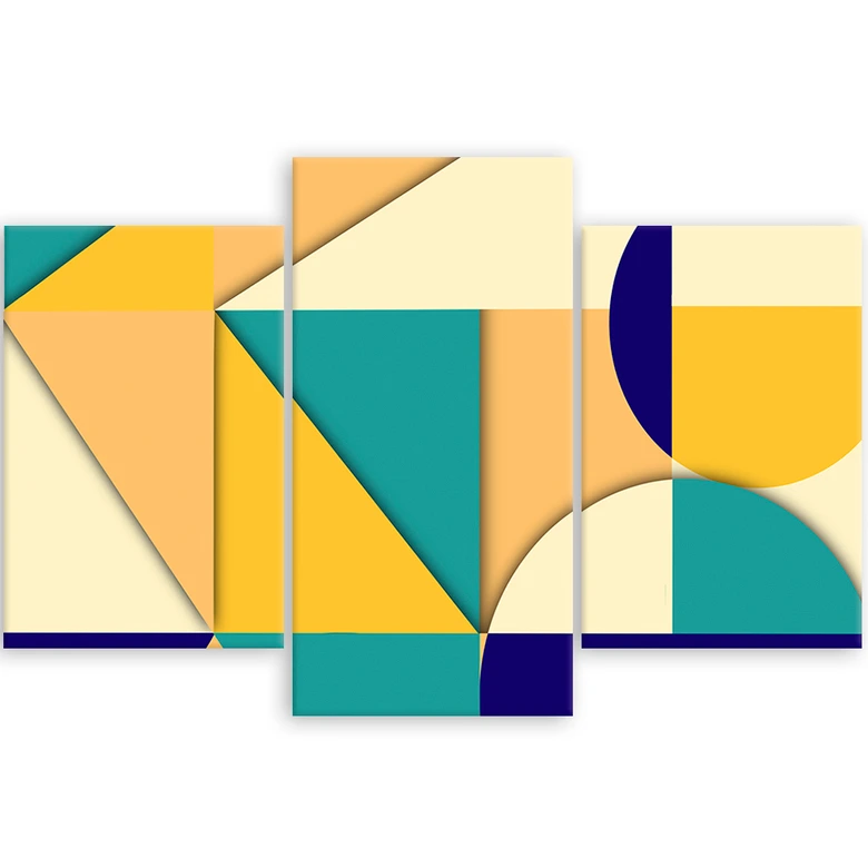 Leinwandbild 3 teilig, Geometrische Abstraktionsformen 
